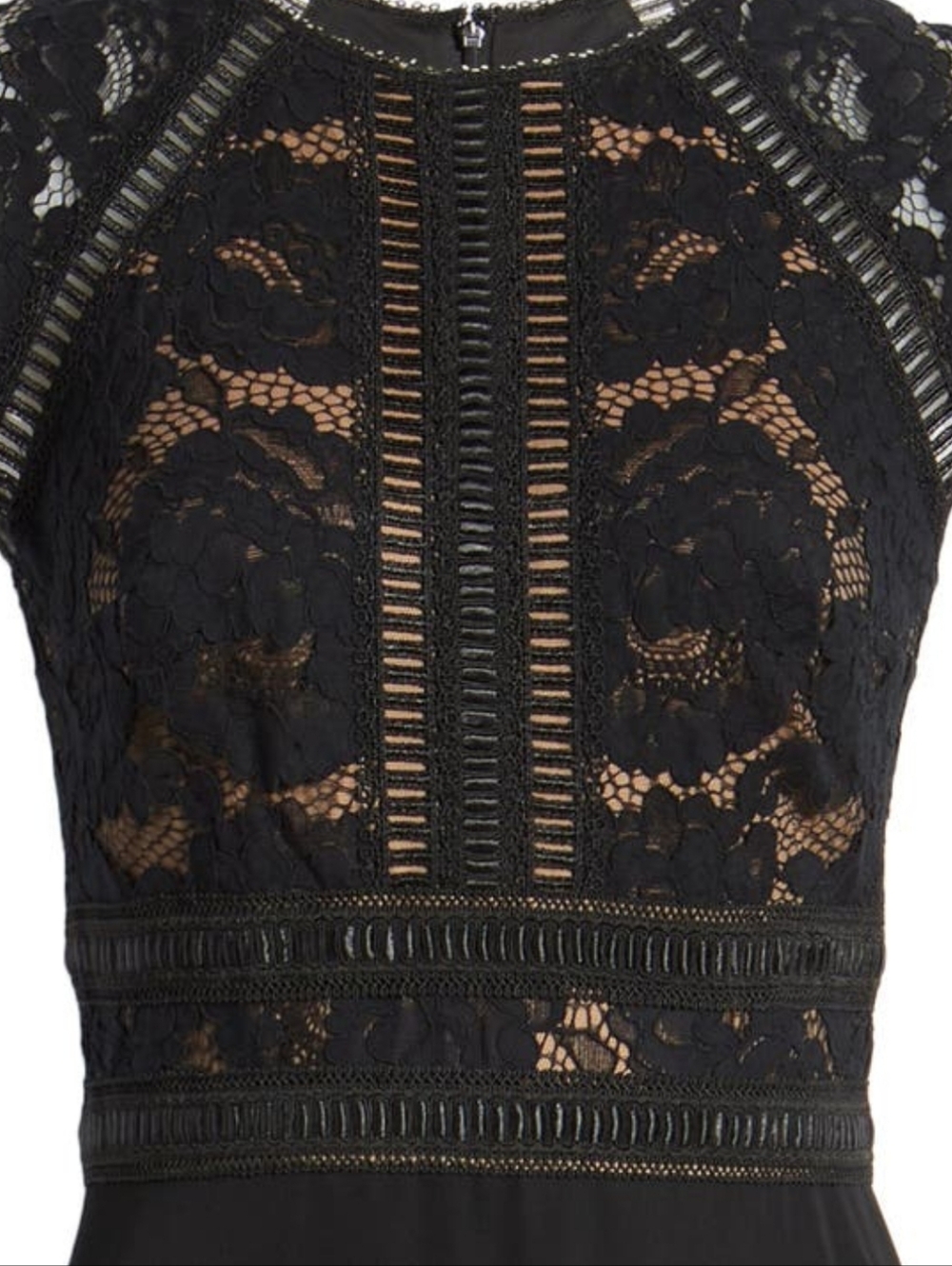 TADASHI SHOJI NWT LACE & CREPE A-LINE GOWN BLACK/NUDE SZ 16 $358 Retail - Picture 3 of 16